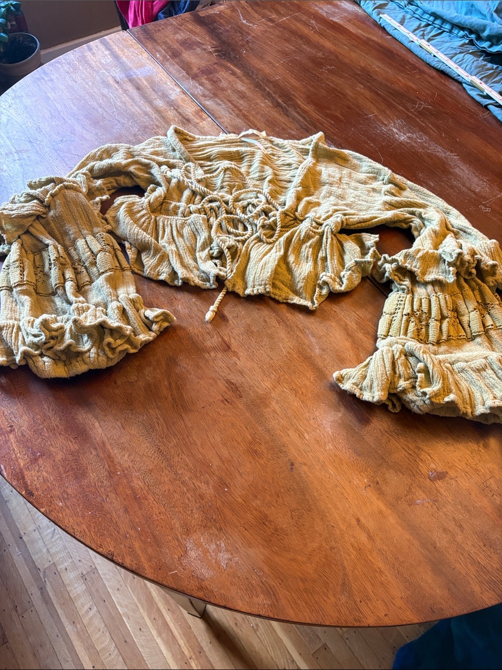 Jen's Pirate Booty Yellow Smocked Ruffle Crop Top